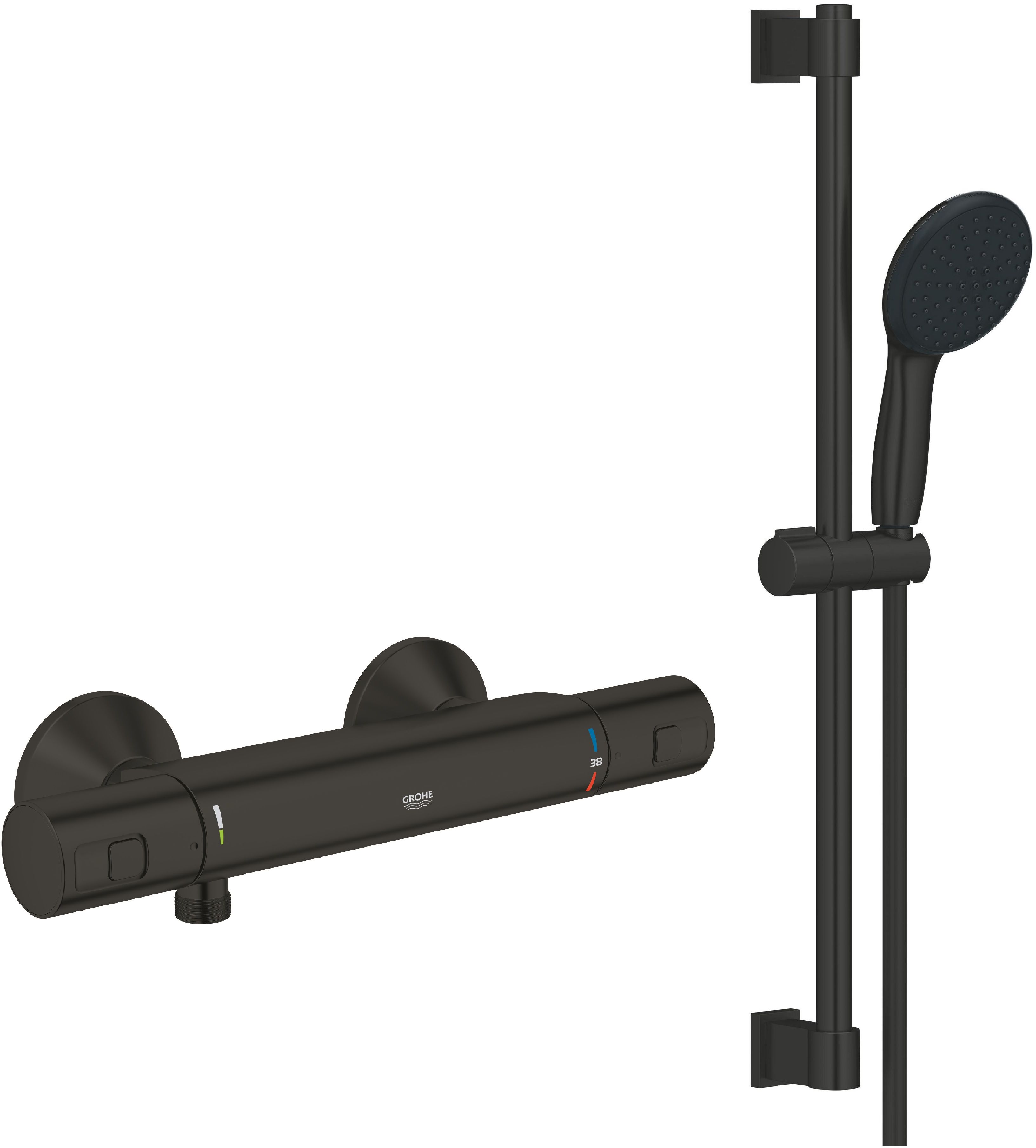 Grohe Precision bateria prysznicowa ścienna z zestawem prysznicowym Vitalio Start 110 II czarny mat (345942430, 279482431) - Wysyłka w 24h