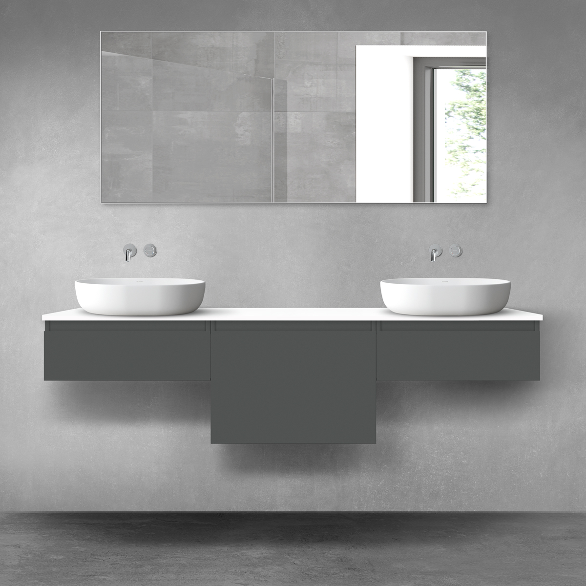 Oltens Vernal zestaw mebli łazienkowych 180 cm z blatem grafit mat/biały połysk 68509400 - Wysyłka w 24h