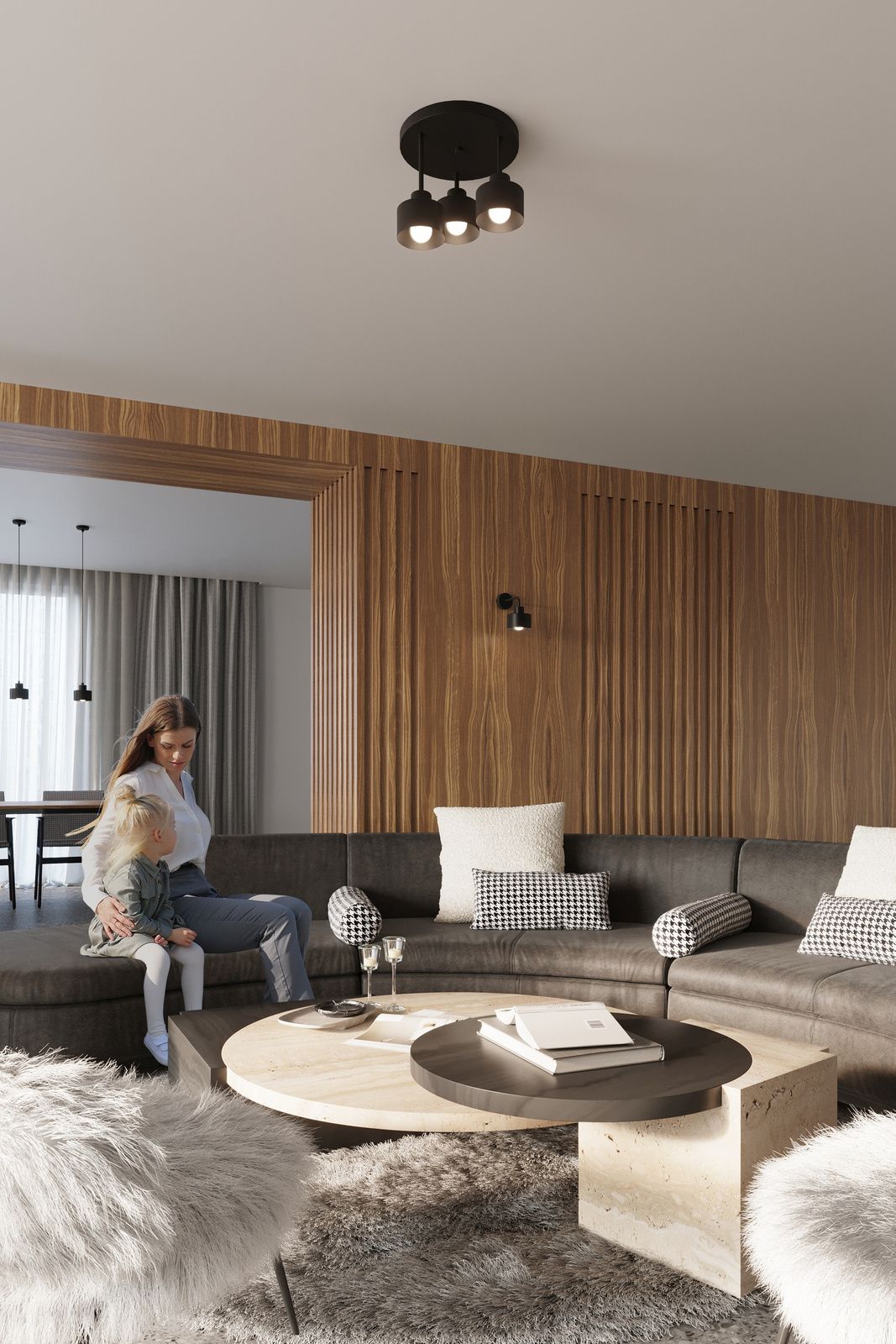 Sollux Lighting Savara lampa podsufitowa 3x60W czarna SL.1131