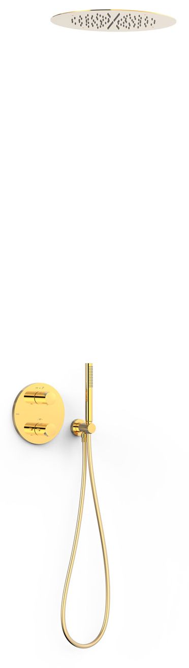 Tres Therm-Box zestaw prysznicowy podtynkowy termostatyczny z deszczownicą złoty połysk 24-K 26225005OR