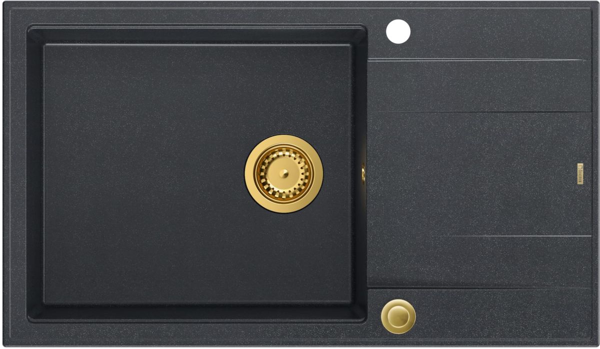 Quadron Evan 136 XL zlewozmywak 86x50 cm GraniteQ black diamond/złoty HCQE58650U8_PVDG1_P2O