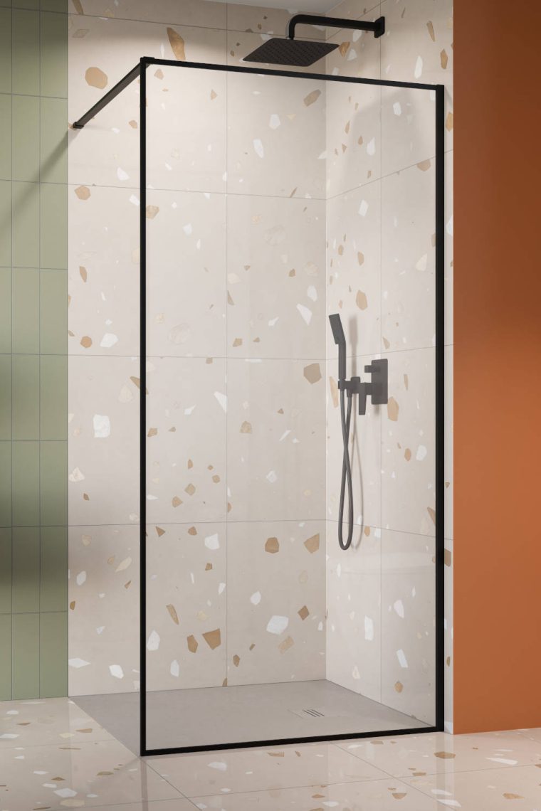 Radaway Modo F Black II ścianka prysznicowa walk-in 120 cm czarny mat/szkło przezroczyste 10409124-54-01