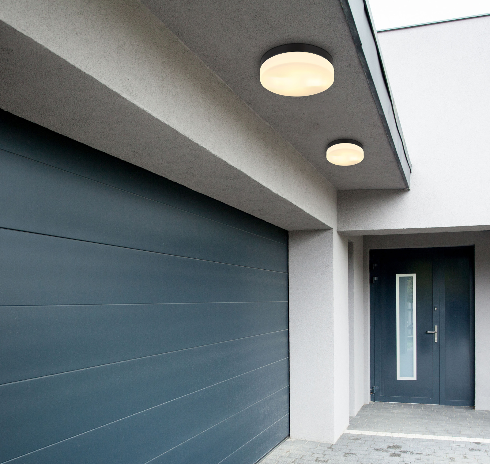 Globo Lighting Vranos plafon zewnętrzny 2x60W czarny mat/szkło opalowe 32112B