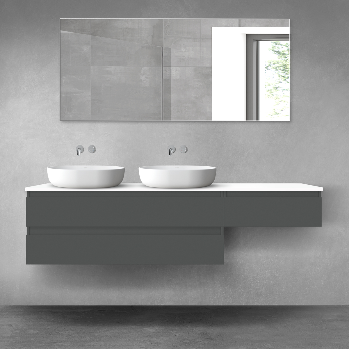 Oltens Vernal zestaw mebli łazienkowych 180 cm z blatem grafit mat/biały połysk 68609400 - Wysyłka w 24h