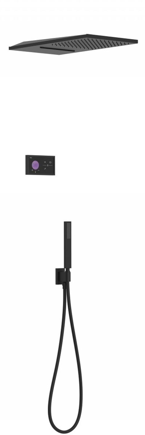 Tres Shower Technology zestaw prysznicowy podtynkowy termostatyczny z deszczownicą czarny mat 092.883.08NM