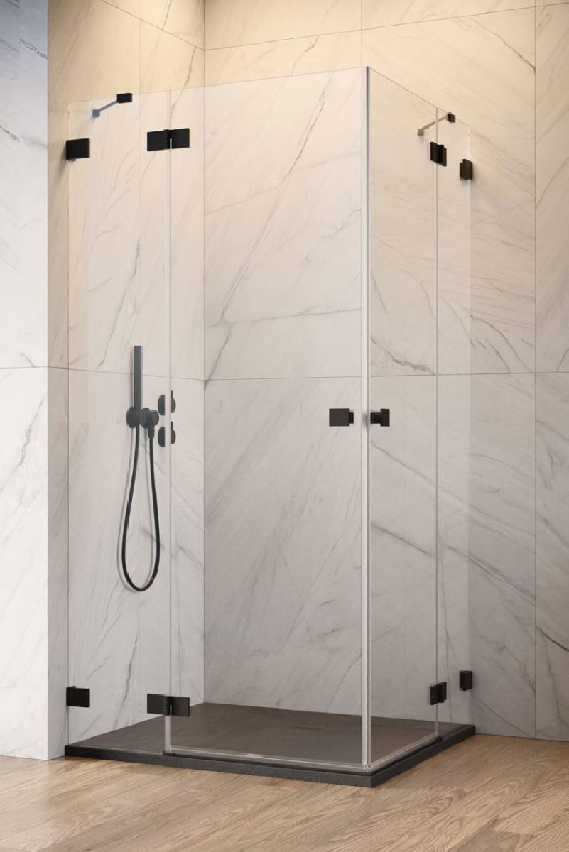 Radaway Essenza Pro Black KDD kabina prysznicowa część lewa 80x80 cm kwadratowa czarny mat/szkło przezroczyste 10096080-54-01L