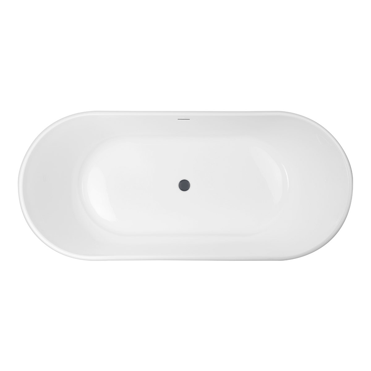 Zestaw Oltens Inga wanna wolnostojąca 157x75 cm owalna z pokrywą korka biały połysk/grafit (12007000, 09002400) - Wysyłka w 24h