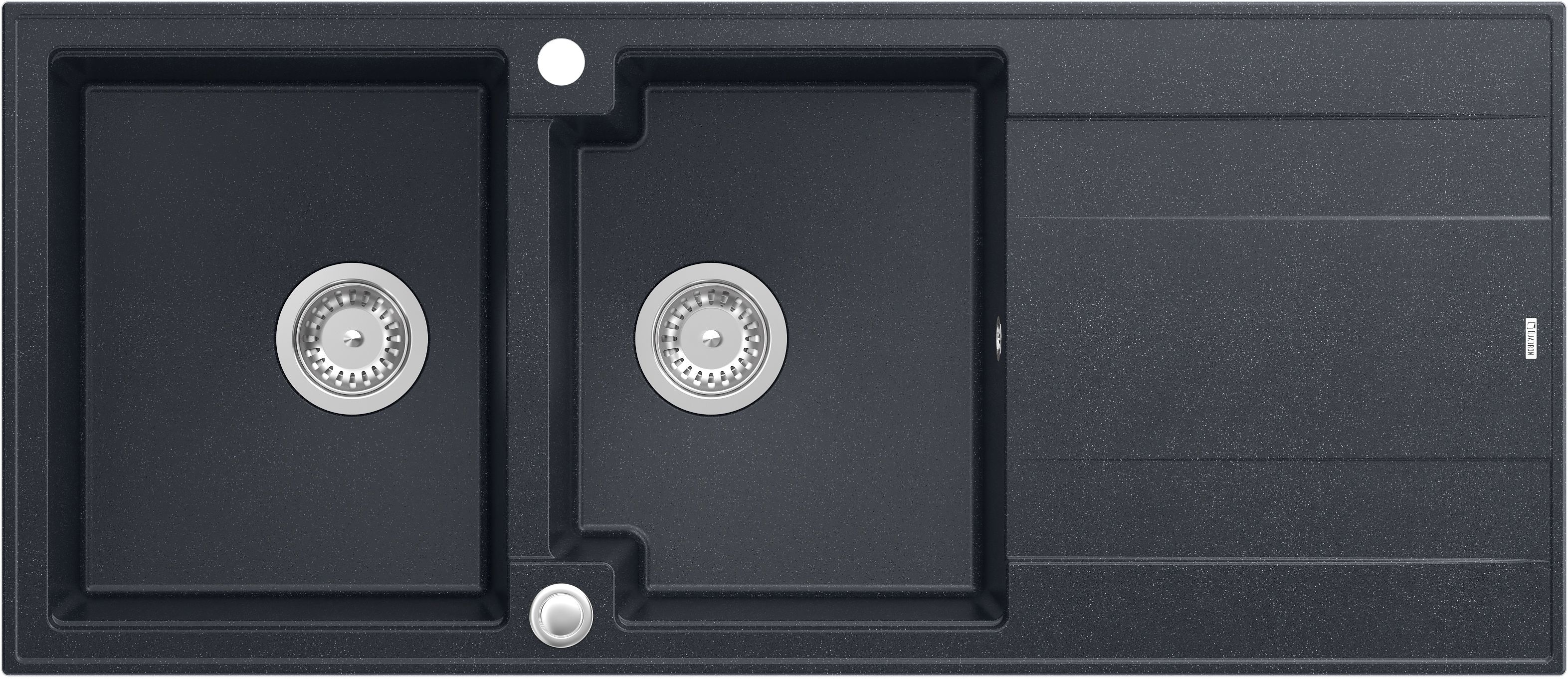 Quadron Evan 121 zlewozmywak 116x50 cm GraniteQ black diamond/elementy stalowe HQE11650U8_BS_P2O
