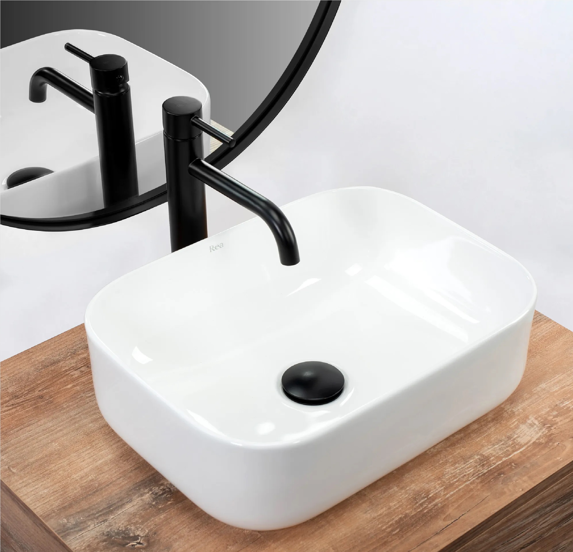 Rea Demi Mini umywalka 40,5x31 cm nablatowa prostokątna biała REA-U5064 - Wysyłka w 24h