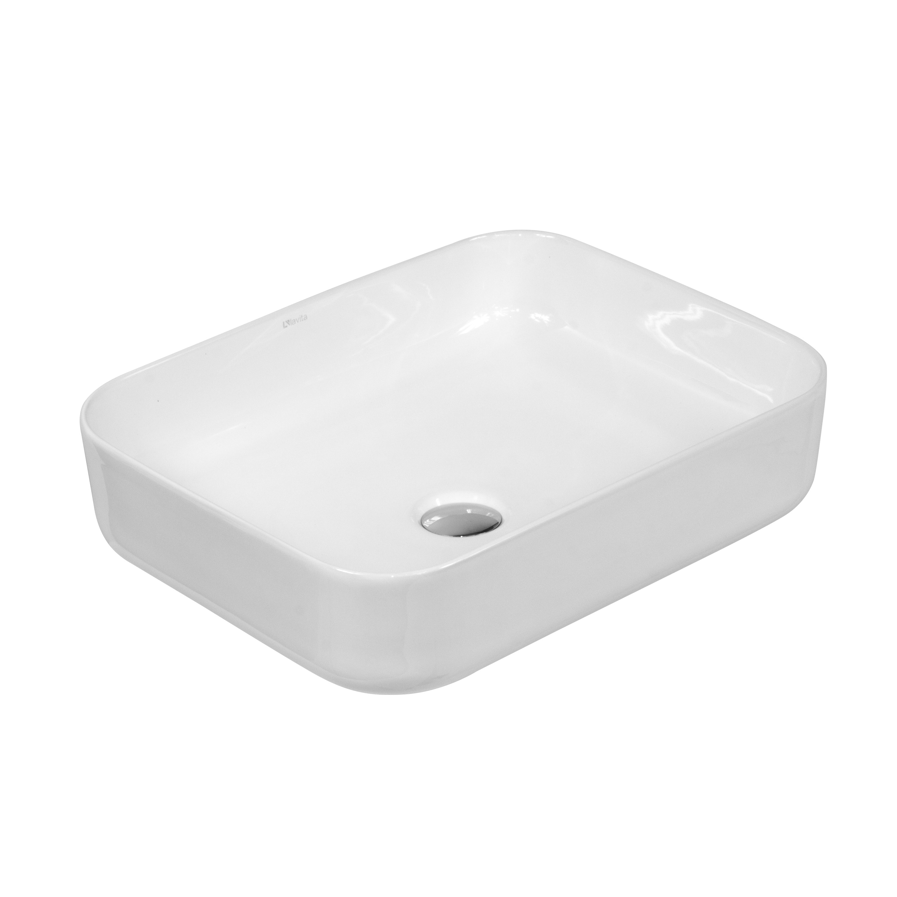 LaVita Galera Slim umywalka 50x39 cm nablatowa biały połysk