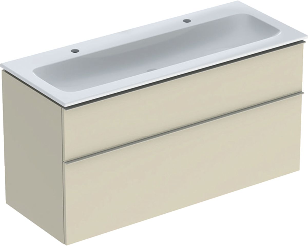 Geberit iCon Set Slim umywalka z szafką 120 cm zestaw meblowy szary piaskowy połysk/szary piaskowy mat 502.338.JL.1