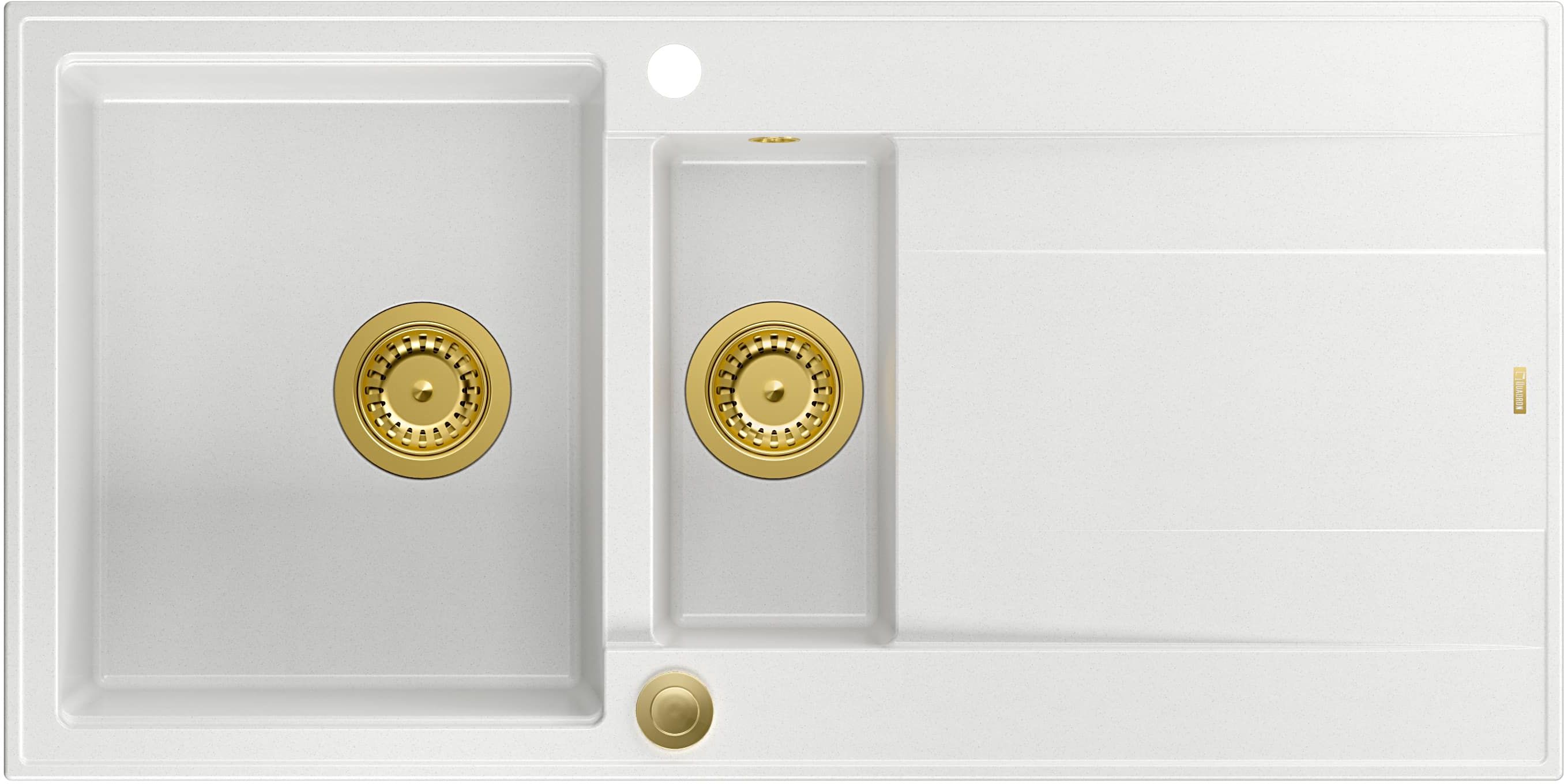 Quadron Evan 156XL zlewozmywak 100x50 cm GraniteQ snow white/złoty HQE510050U1_PVDG1_P2O