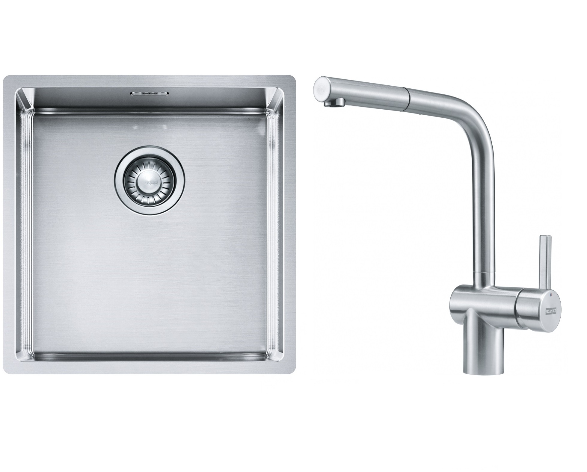 Franke Box BXX 210/110-40 zlewozmywak 45x44 cm stalowy z baterią kuchenną Atlas stal szlachetna (1270453654, 1150521439)