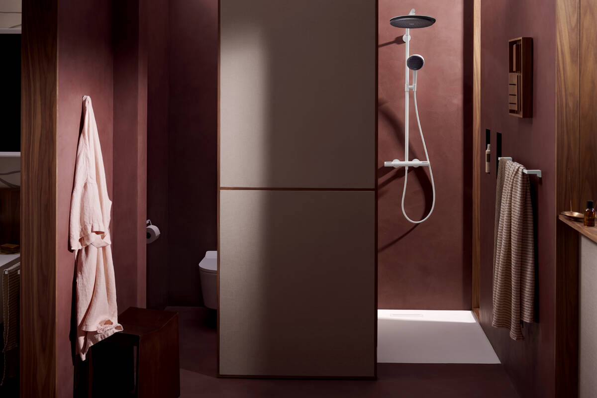 Hansgrohe Raindance Alive S Puro EcoSmart zestaw prysznicowy ścienny termostatyczny z deszczownicą biały 24593700