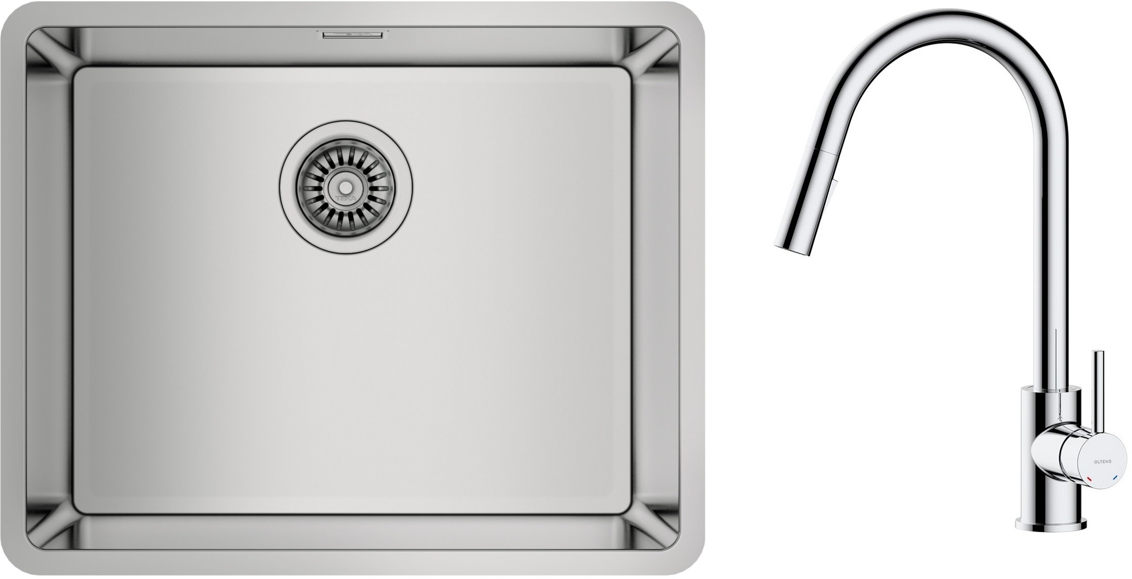 Zestaw Teka Be Linea RS15 50.40 zlewozmywak 54x44 cm z baterią kuchenną Oltens Litla stal polerowana/chrom (115000005, 35204100) - Wysyłka w 24h