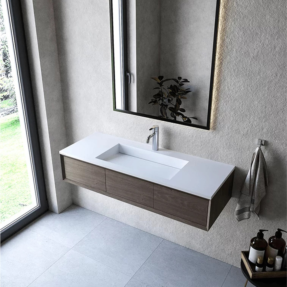 Cristalstone Linea Ideal umywalka 120x45 cm wpuszczana prostokątna biały U1200-MCOLC/CR