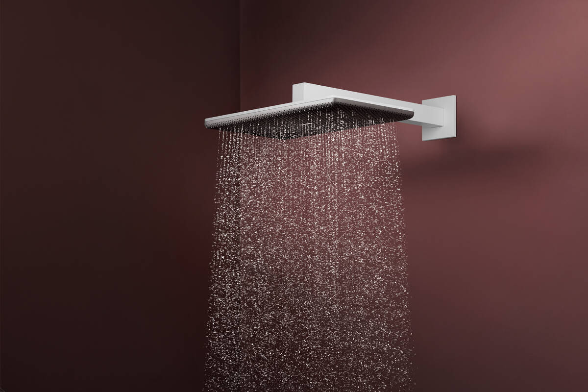 Hansgrohe Raindance Alive Q deszczownica 34,3x21,4 cm prostokątna biały mat 24530700