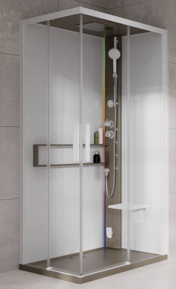 Novellini Glax 2 2.0 A kabina z hydromasażem 90x70 cm prawa parowa z brodzikiem corda G22A9079DT5-1TU