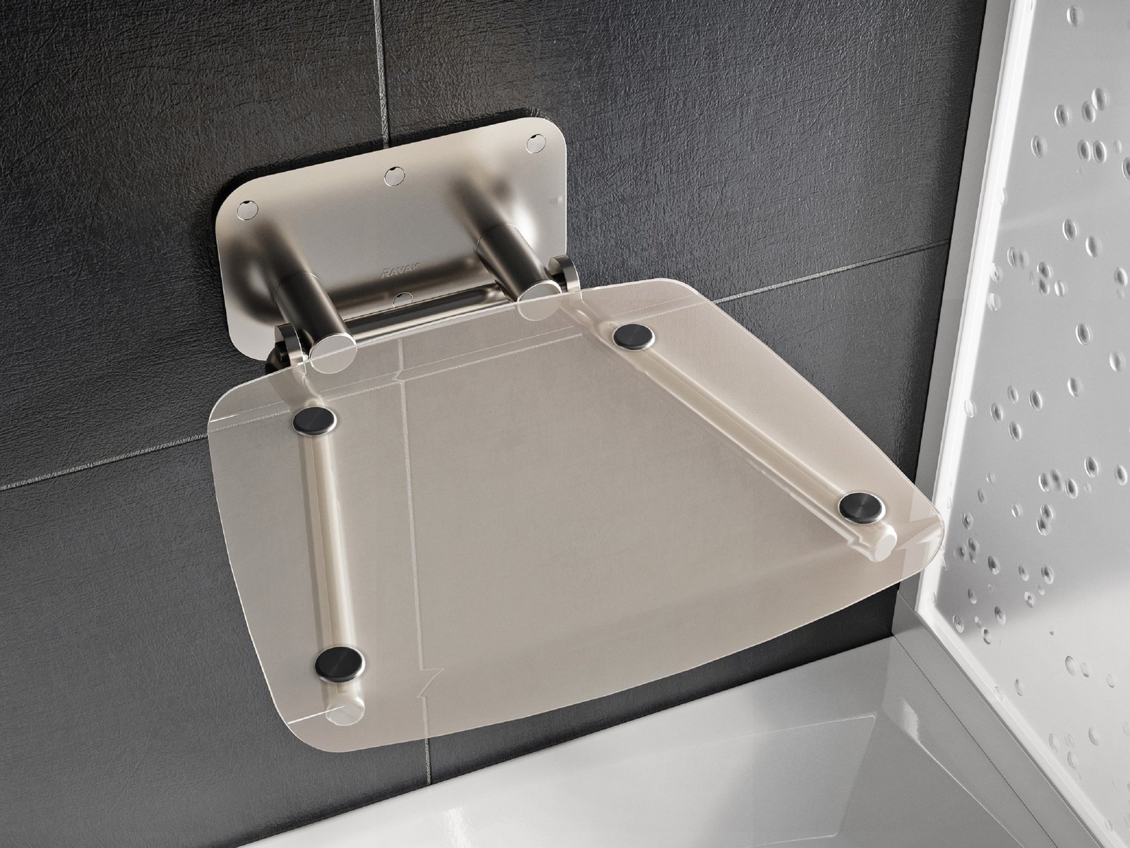 Ravak Ovo B II siedzisko prysznicowe nierdzewne clear B8F0000051