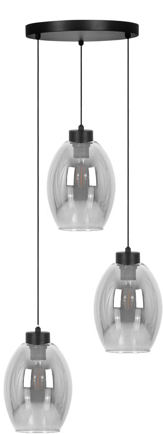 Kaja Balbo lampa wisząca 3x15 W czarna-przydymiona K-5722