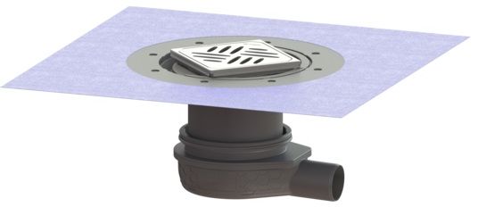 Kessel Ultraflat wpust łazienkowy DN50 z nasadką Variofix i rusztem szczelinowym 44700.52