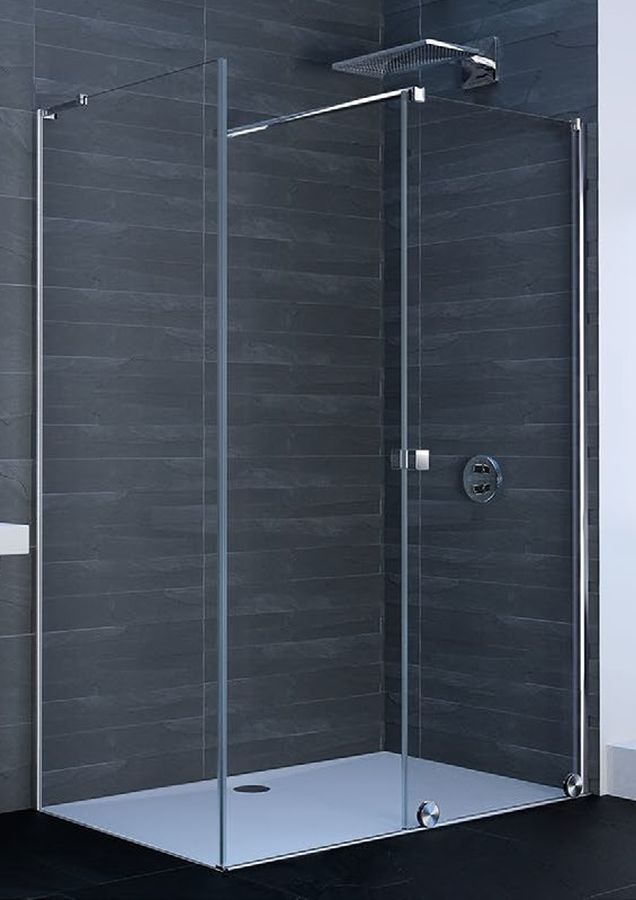 Hüppe Xtensa Pure 4-kąt ścianka prysznicowa 80 cm boczna srebrny połysk/szkło przezroczyste Anti-Plaque XT0306.069.322