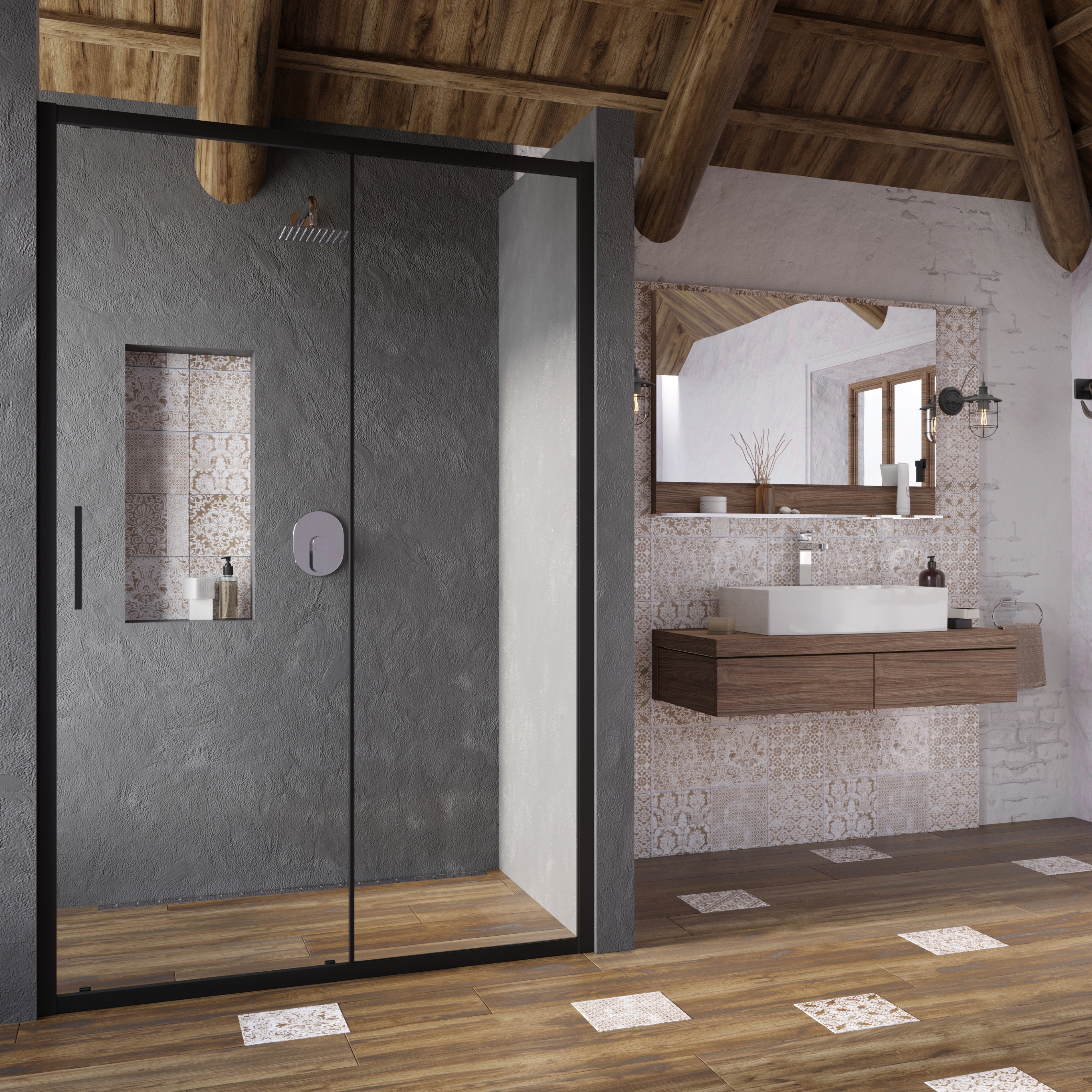 Ravak Blix Slim BLSDP2-100 drzwi prysznicowe 100 cm czarny mat/szkło przezroczyste X0PMA0300Z1