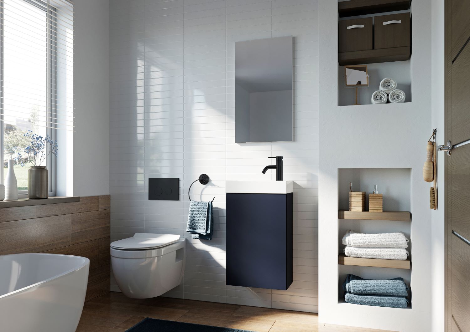 Elita Young Basic umywalka z szafką 40,2 cm navy blue matt RE168994007030 - Wysyłka w 24h