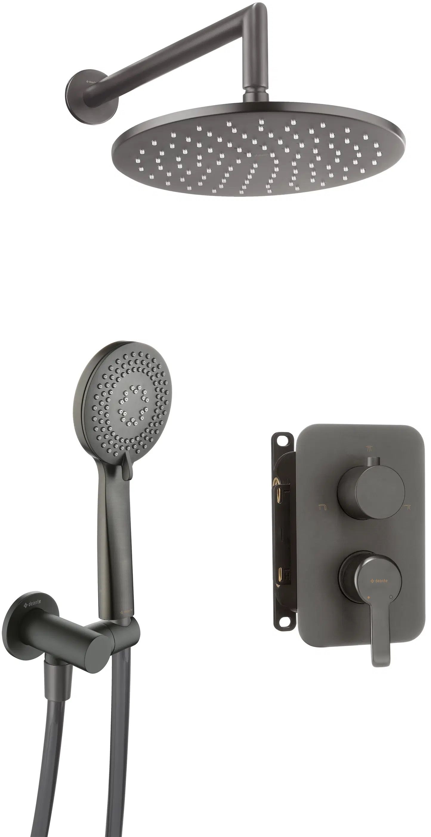 Deante Arnika zestaw prysznicowy podtynkowy z deszczownicą titanium BXYZDQAM
