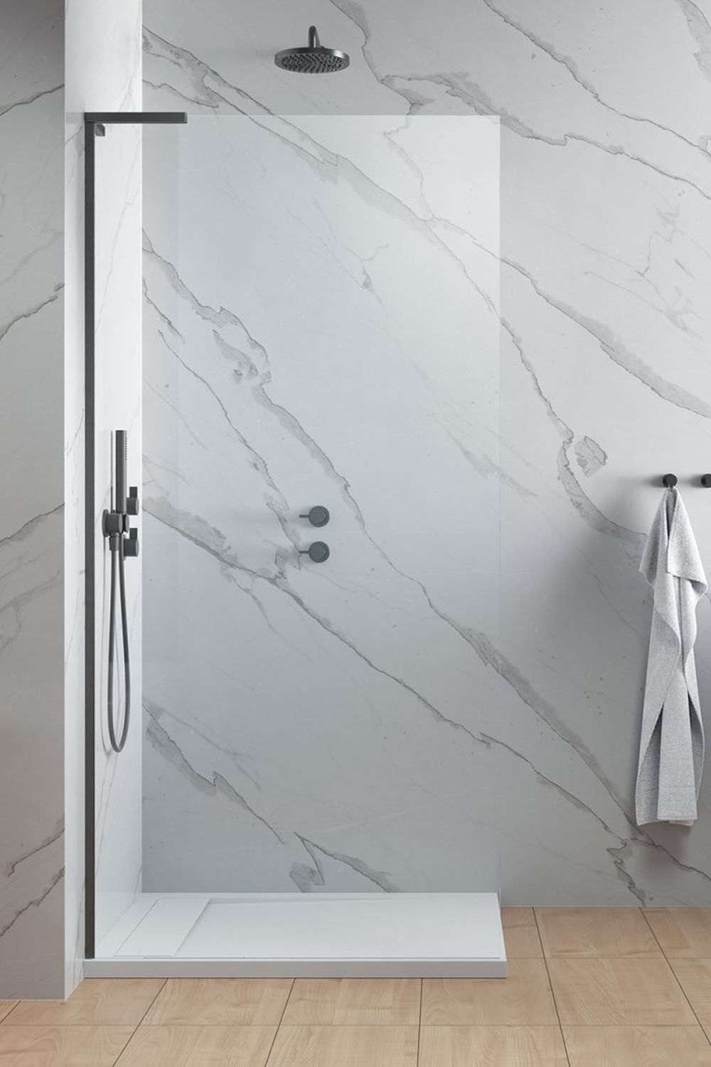 Radaway Modo SL Brushed Gunmetal II Walk-In ścianka prysznicowa 120 cm lewa wolnostojąca gunmetal szczotkowany/szkło przezroczyste ...