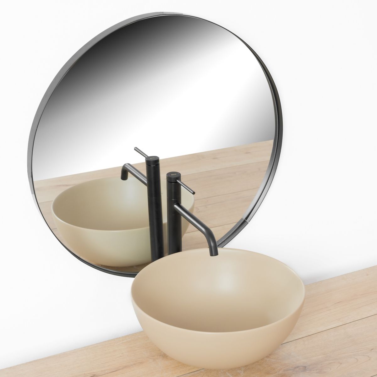 Rea Lugano bateria umywalkowa stojąca wysoka czarny mat REA-B5001