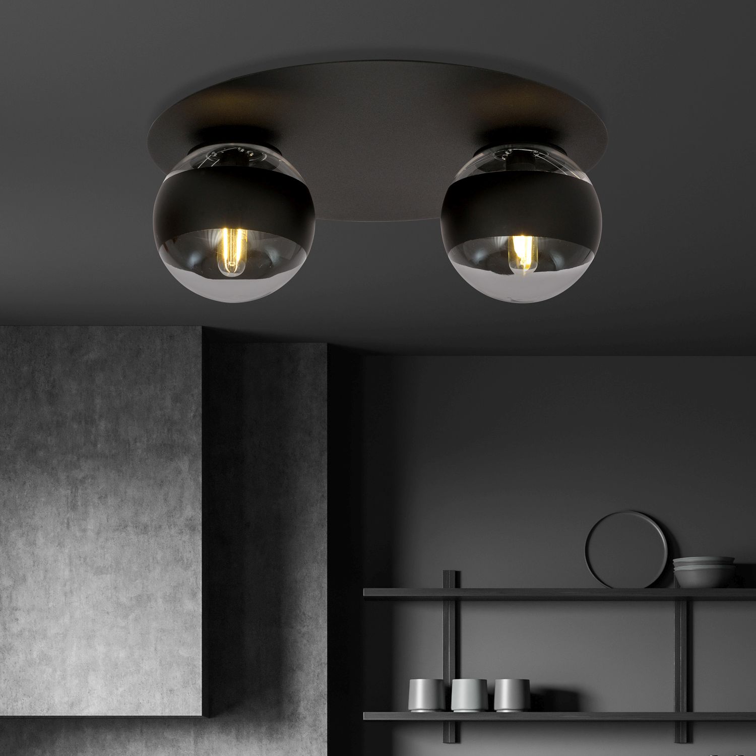 Emibig Solar Stripe lampa podsufitowa 2x10 W czarna-przezroczysta 1129/2