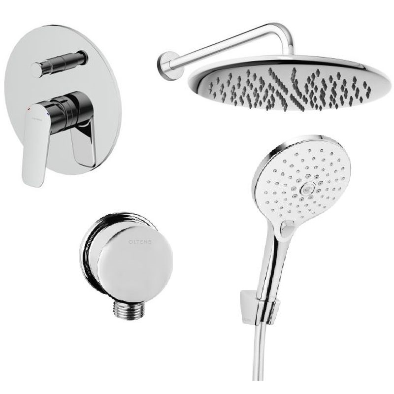 Zestaw Oltens Vernal bateria podtynkowa z deszczownicą 30 cm Sondera i kompletem natryskowym Saxan EasyClick (34104100, 37002100, ...