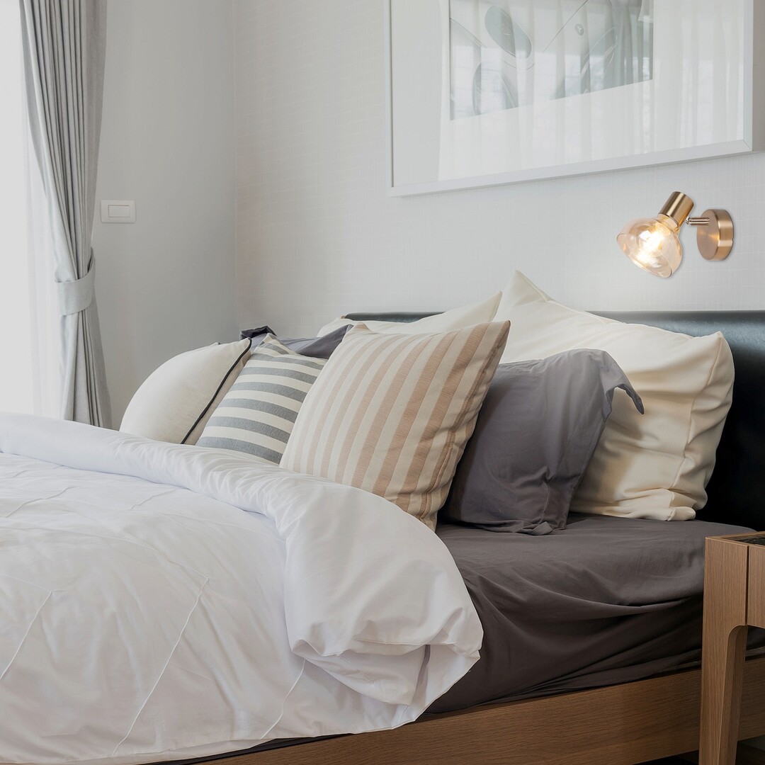 Rabalux Holly kinkiet 1x40W mosiądz/bursztynowy 5546