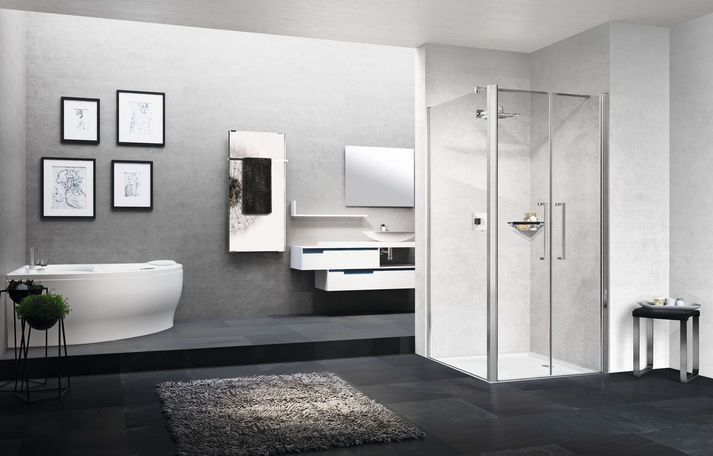 Novellini Young 2.0 F2B ścianka prysznicowa 89 cm boczna chrom/szkło przezroczyste Y2F2B89-1K