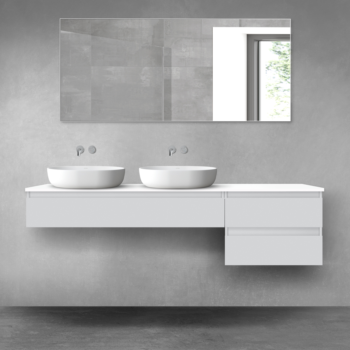 Oltens Vernal zestaw mebli łazienkowych 180 cm z blatem szary mat/biały połysk 68607700 - Wysyłka w 24h