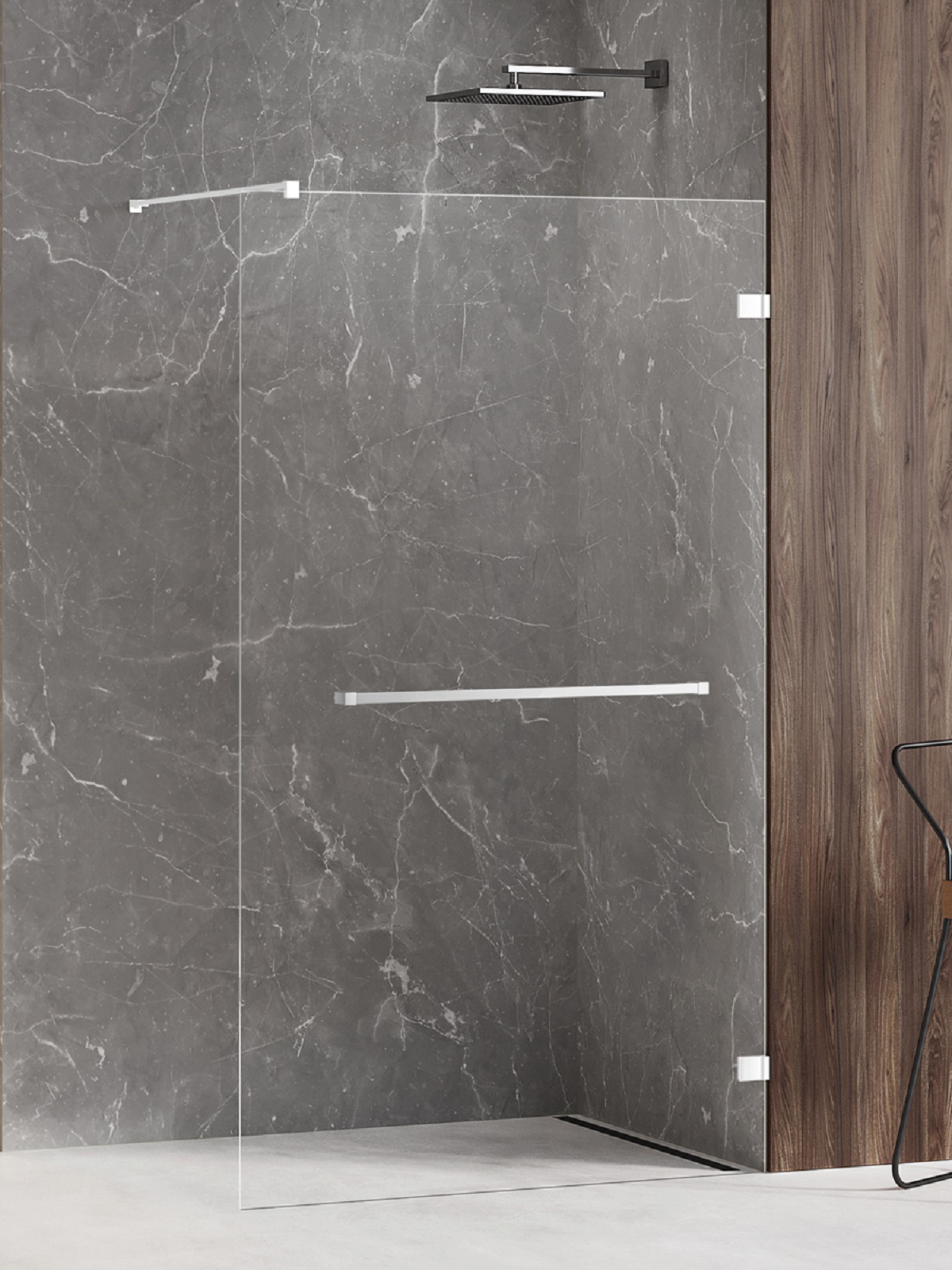 New Trendy Avexa White ścianka prysznicowa walk-in 160 cm biały mat/szkło przezroczyste EXK-2959