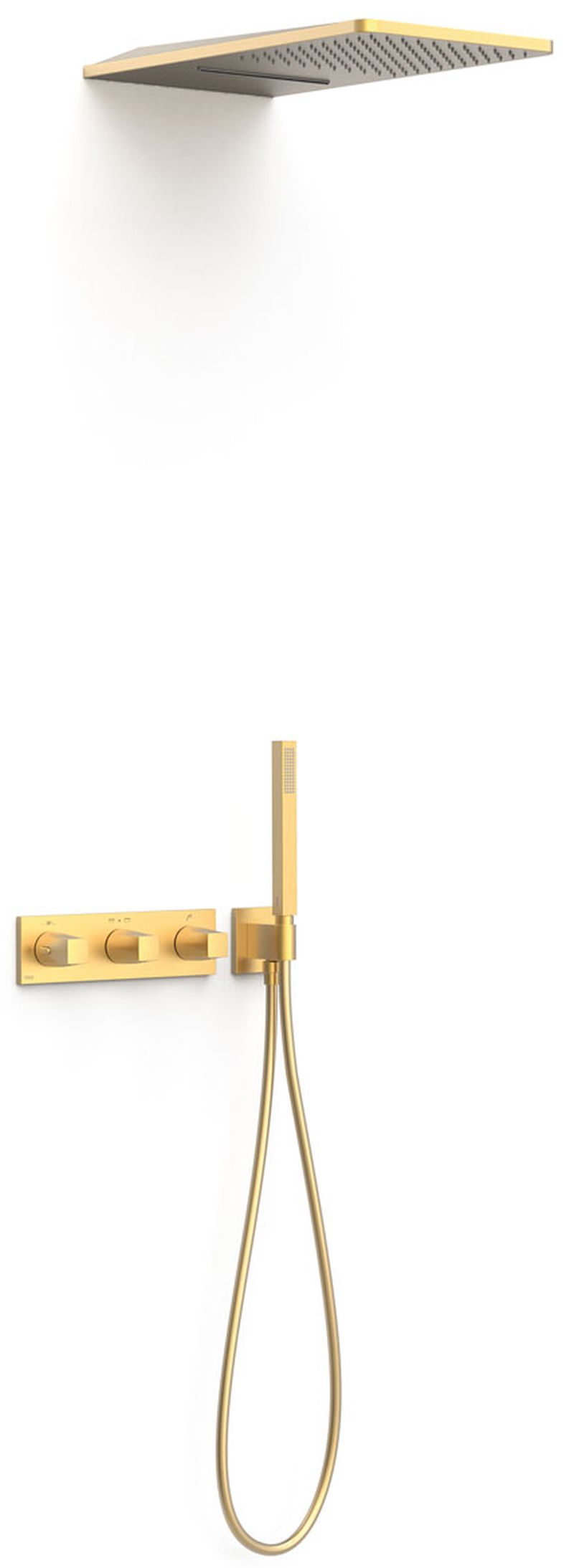 Tres B-System zestaw prysznicowy podtynkowy termostatyczny z deszczownicą złoty mat 30725305OM