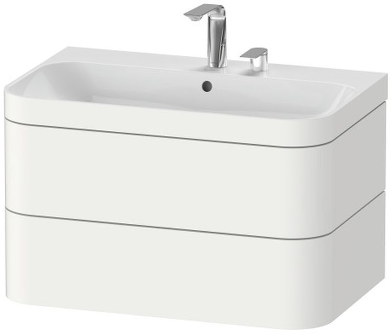 Duravit Happy D.2 umywalka z szafką 77,5 cm białą HP4637O3636