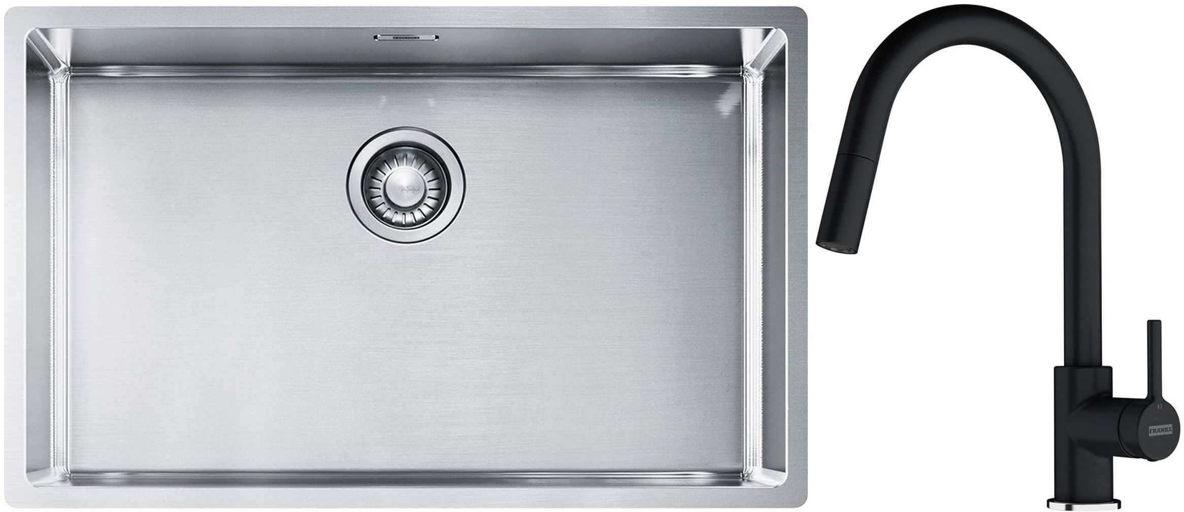 Franke Box BXX 210/110-68 zlewozmywak 72,5x45 cm stalowy z baterią kuchenną Lina onyx (1270453658, 1150626055) - Wysyłka w 24h