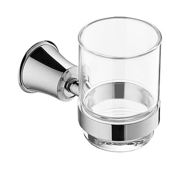 Omnires Art Line kubek do mycia zębów z uchwytem ściennym szkło/chrom AL53320CR