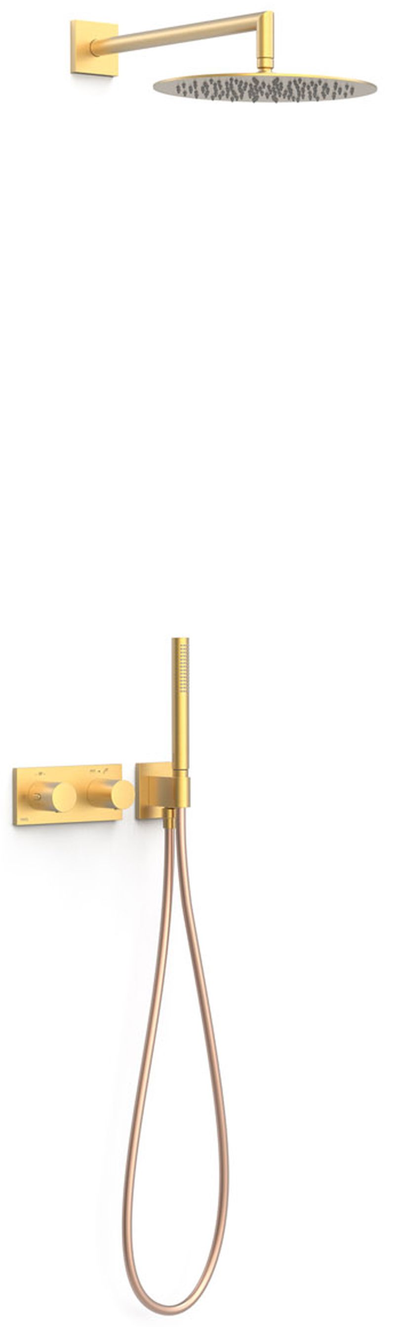 Tres B-System zestaw prysznicowy podtynkowy termostatyczny z deszczownicą złoty mat 30735204OM