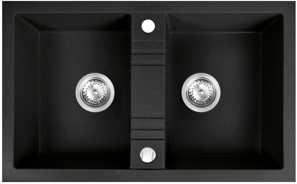 Ferro Mezzo II zlewozmywak granitowy 78x48 cm grafit DRGM2/48/78BA