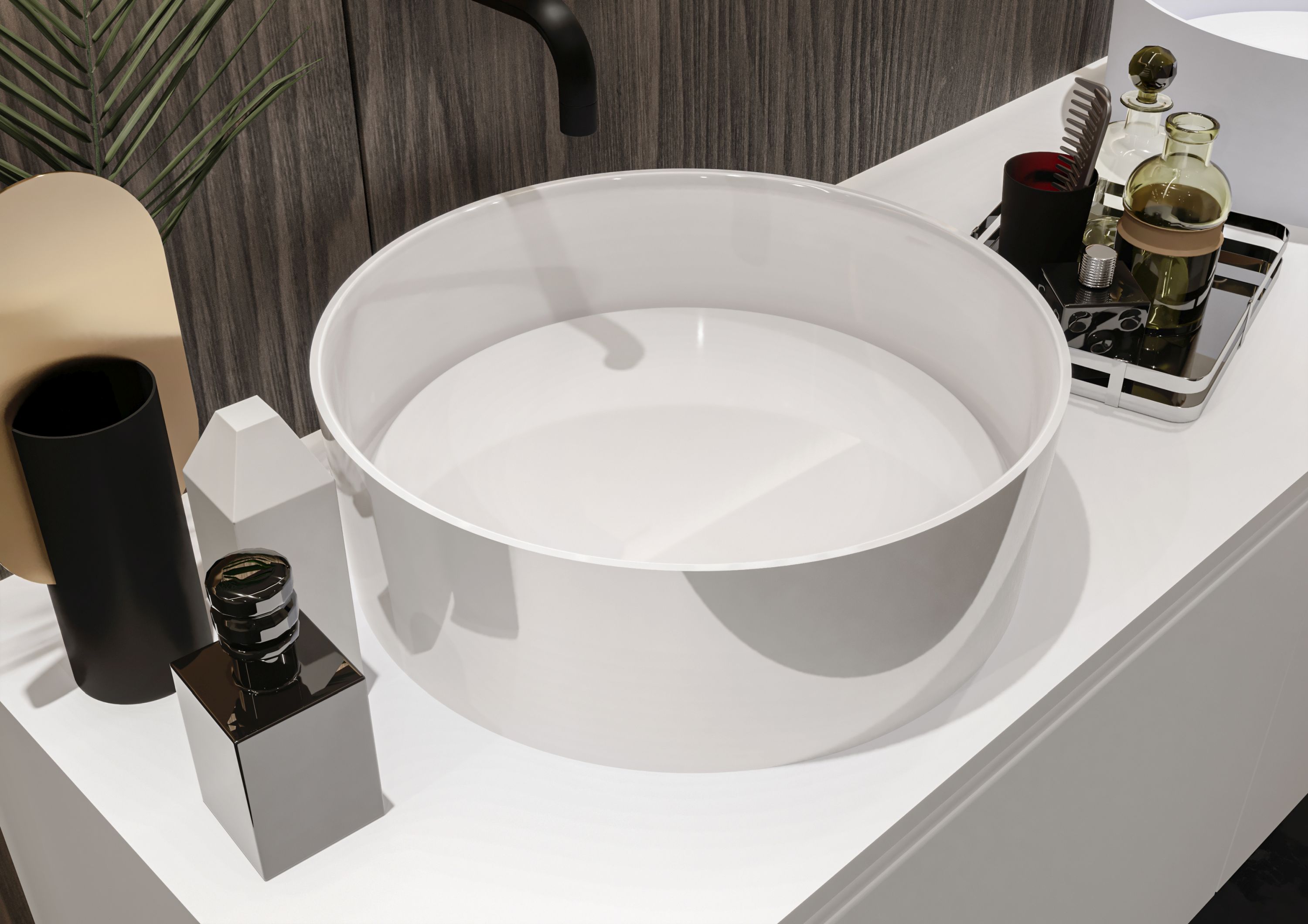 Miraggio Lola umywalka 45 cm nablatowa okrągła biały połysk 0000640