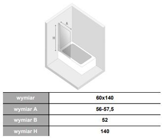 New Trendy New Soleo parawan nawannowy 60 cm 1-częściowy chrom połysk/szkło przezroczyste W871_25-00 - Wysyłka w 24h