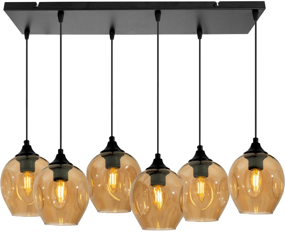 Candellux Aspa lampa wisząca 6x40W czarna/brązowa 36-00620