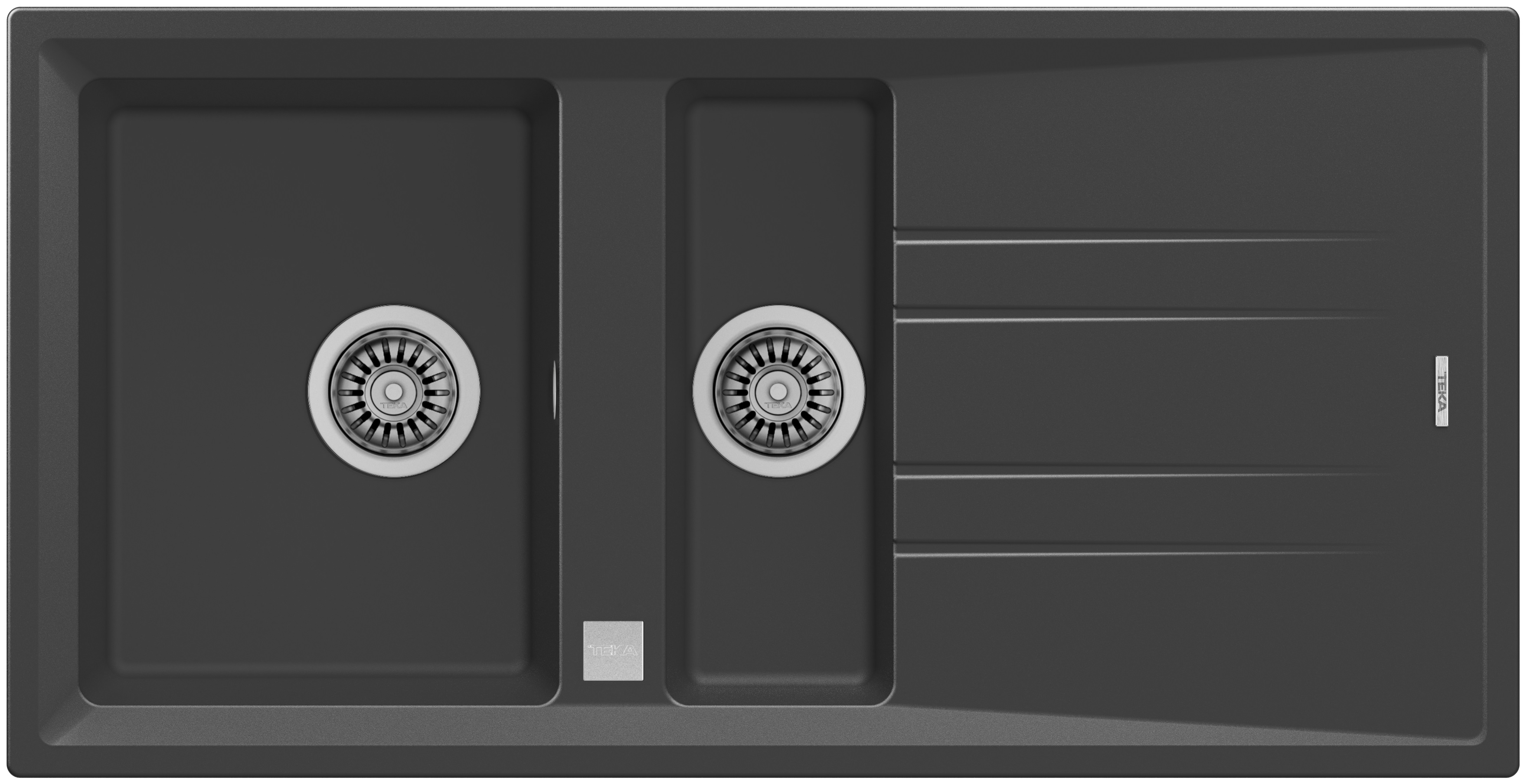 Zestaw Teka Stone 60 B-TG zlewozmywak 100x51 cm Tegranit ciemny szary z baterią kuchenną Teka Icon IC 915 czarną (115360013,33915020N )