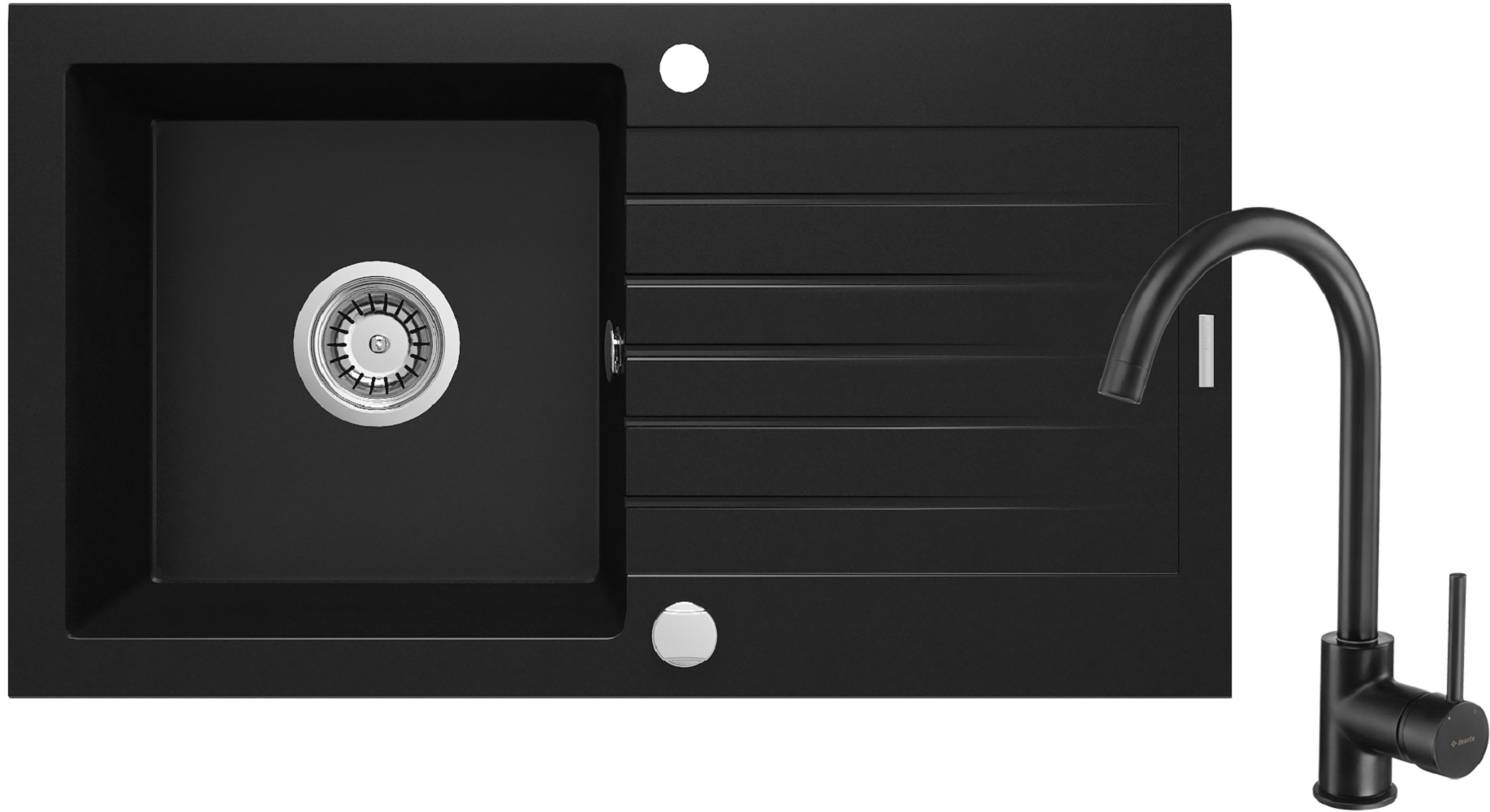 Deante Zorba zlewozmywak z baterią czarny/czarny ZQZVN113
