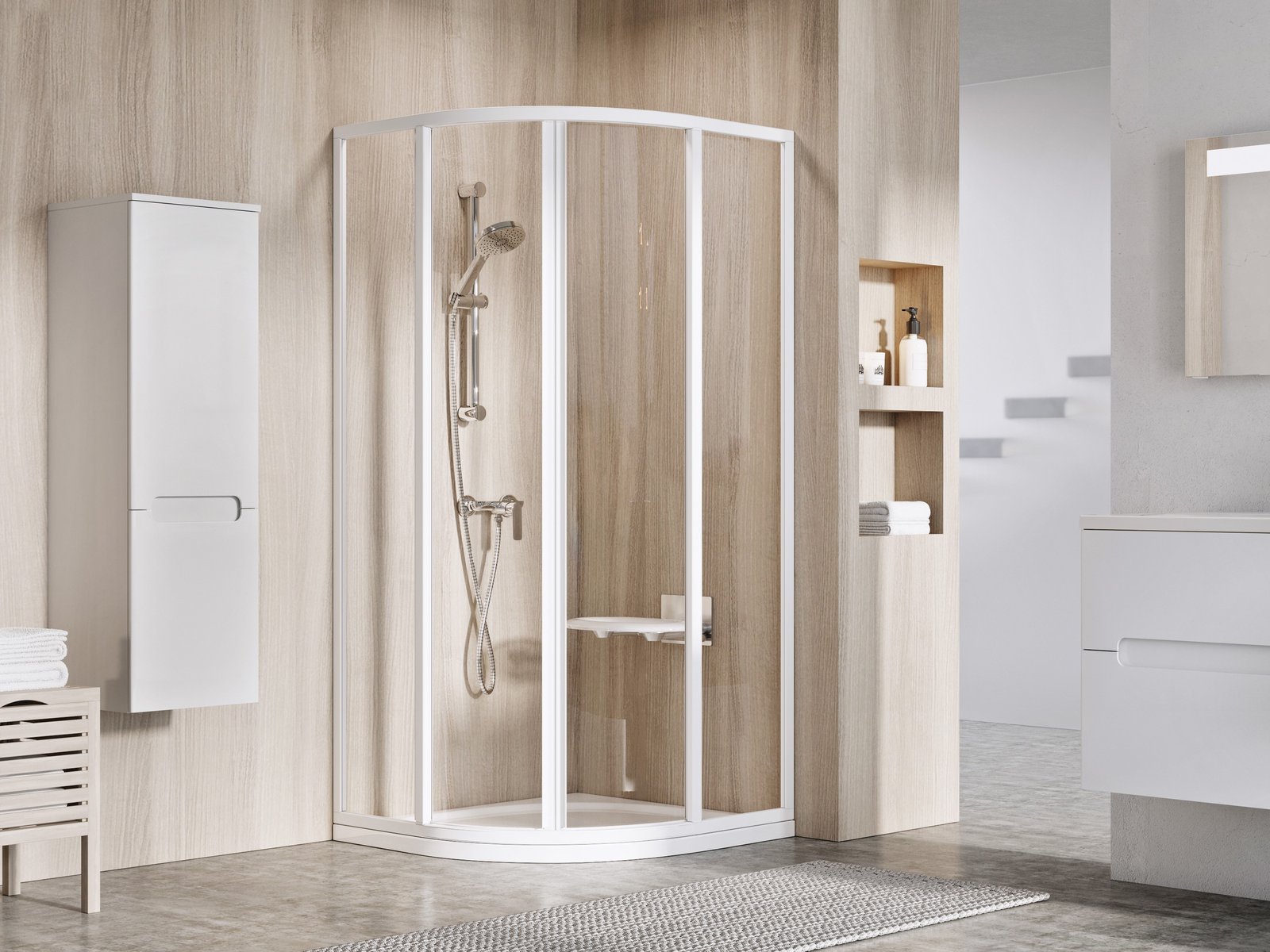 Ravak Supernova SKCP4-90 kabina prysznicowa 90x90 cm półokrągła biały/szkło przezroczyste 3117O102Z1