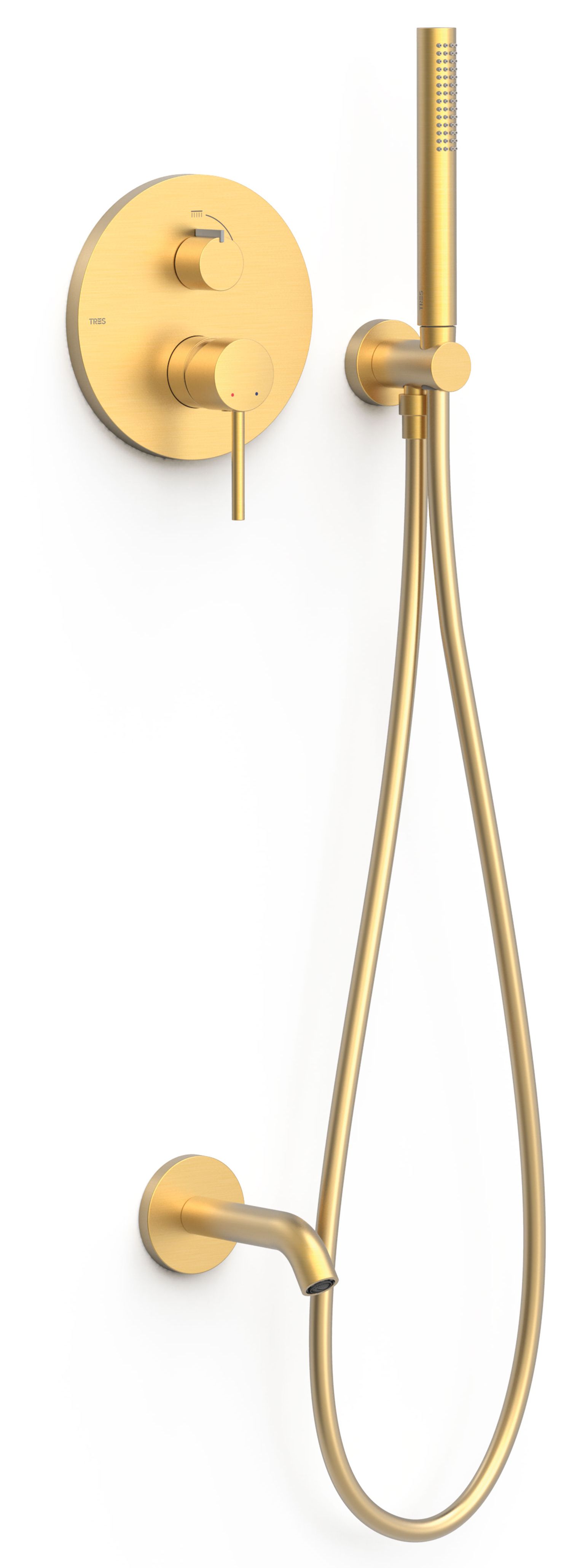 Tres Study Exclusive zestaw wannowo-prysznicowy podtynkowy złoty mat 26228006OM